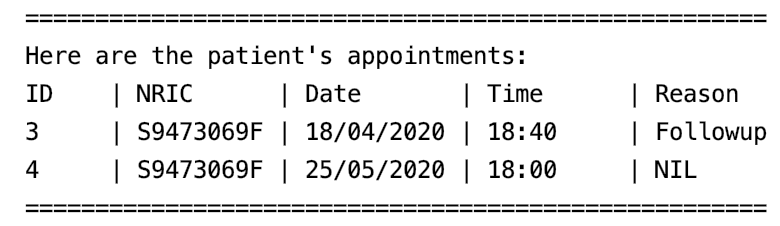 Find Appt Output